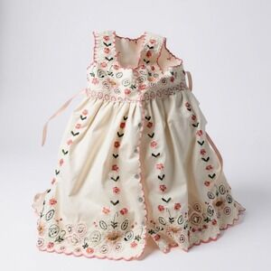 Girl's long white dress with pink embroidery 4‎